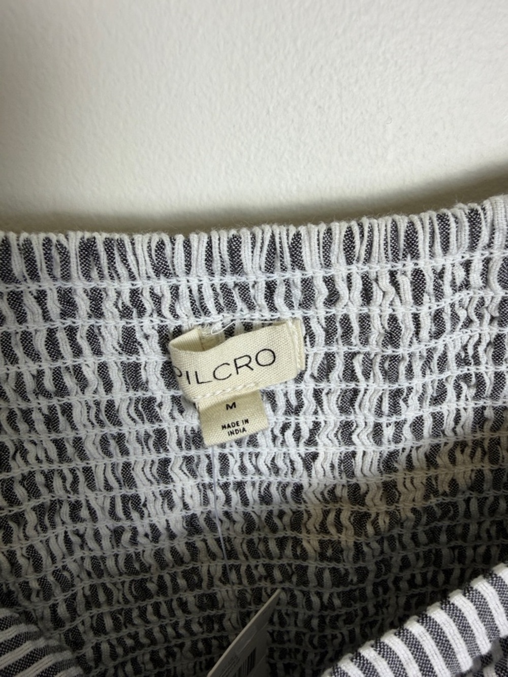 PILCRO Anthropologie NWT Ruched Tank Smocking Side Zip Blue Stripe | Sz M - Picture 4 of 6
